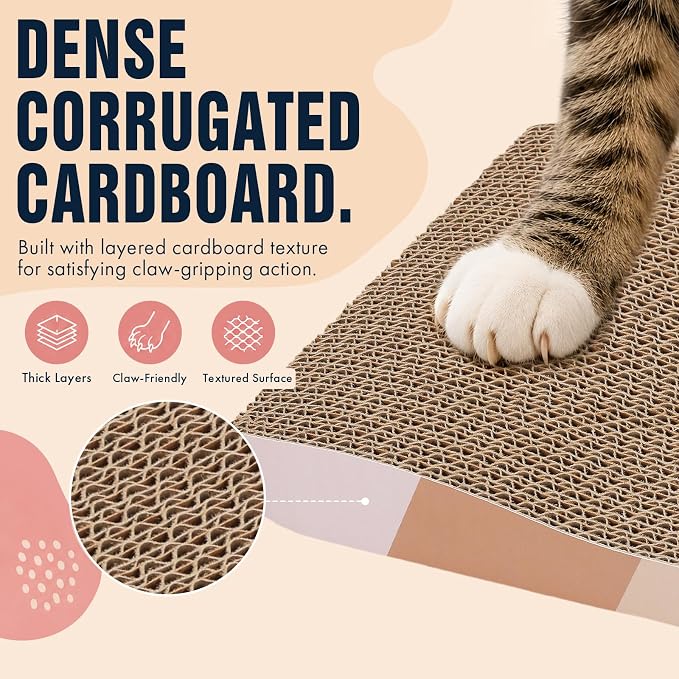 SIDAZON Cat Scratching Board cat Scratcher Cat Scratch Pad Cardboard cat scratchers for Indoor Cats Reversible Large Wide Corrugated with Catnip(2pcs) (Pack of 2)