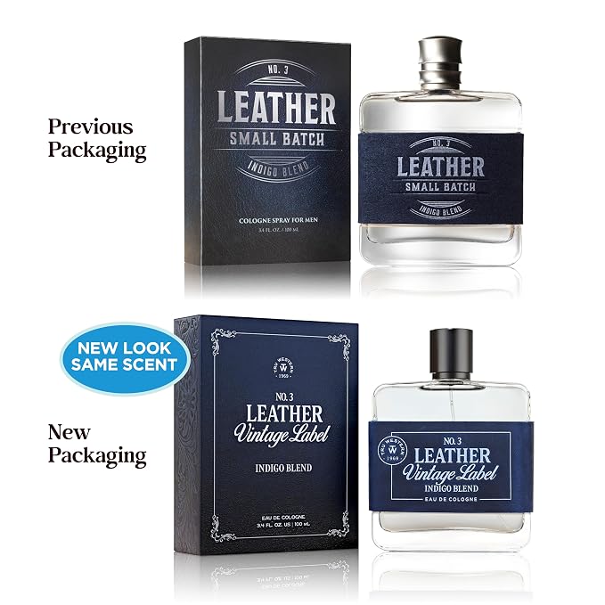 Tru Western Leather #3 Indigo Blend Men's Cologne, 3.4 fl oz (100 ml) - Clean, Smooth, Masculine