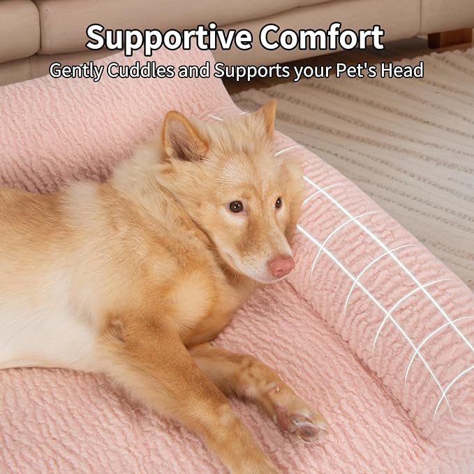 Cat Couch Bed - Plush Fluffy Cat Sofa for Indoor Cats, Orthopedic Kitten Lounge Chair with Removable Washable Cover, Supportive Pet Couch, 30 inch, Green