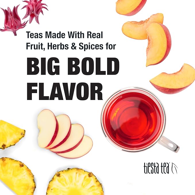 Tiesta Tea - Peach Party, Peach Hibiscus Herbal Tea, Premium Loose Leaf Tea Blend, Non-Caffeinated Fruit Tea, Make Hot or Iced & Up to 200 Cups, 16 oz Resealable Pouch