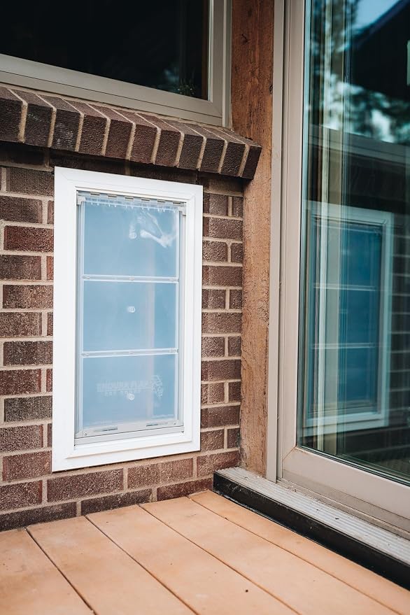Endura Flap Single Flap Pet Door for Thick Walls | Deep Wall Design up to 13" Thick | Insulating Dual-Layer Flap & Durable Aluminum Frame | Includes Locking Cover | White, XL, Single Flap