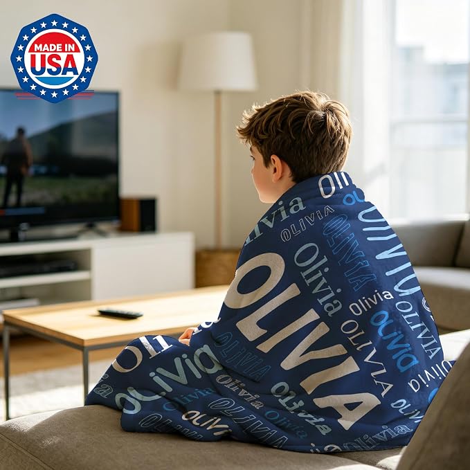 Custom Blanket with Name, Personalized Name Blankets for Teen Girls Boys Kids Baby, Customized Flannel Throw Blanket Gifts for Christmas Birthday - Printed in USA