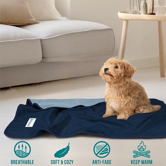 PetAmi Waterproof Dog Blanket for Couch, Pee Proof Reversible Cat Blanket for Sofa Bed Furniture Protector, Soft Fleece Washable Pet Throw for Dogs Cats Puppies Kittens, 40x60 Navy Blue