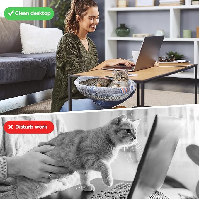 Cat Desk Bed, Adjustable Cat Desk Hammock, Cat Bed for Desk | Glow in The Dark, Removable Washable Cover, Sturdy Metal Frame, Desk Cat Bed, Cat Desk Perch, Supports up to 50 Lbs