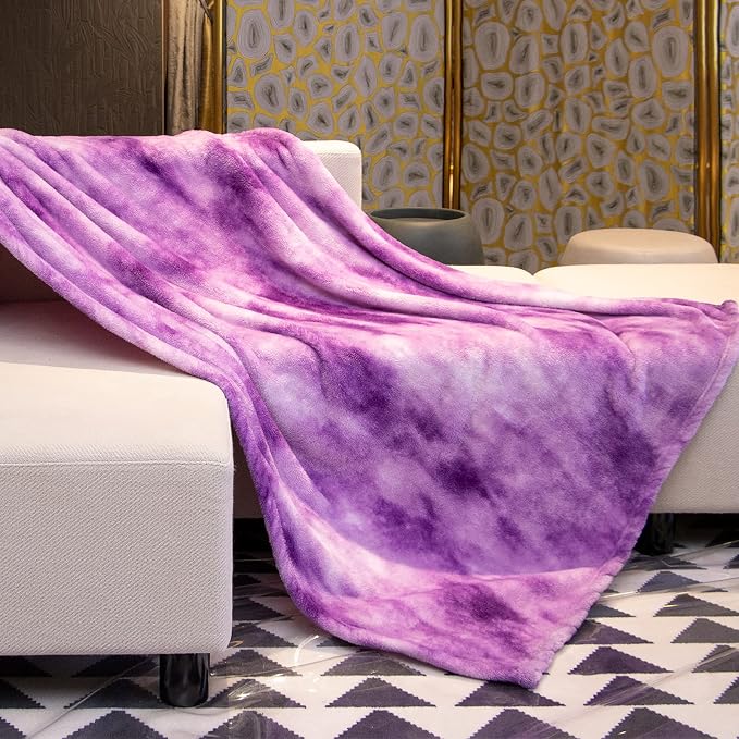 Fleece Blanket Purple Throw Blanket - 300GSM Throw Blanket for Couch, Sofa, Bed, Soft Lightweight Plush Cozy Microfiber Blankets & Throws