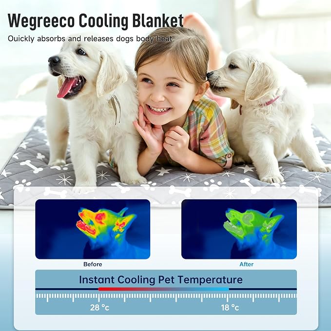 wegreeco Pet Dog Cooling Mat for Cats, Lightweight Bed Outdoor Cooling Blanket for Dogs and Cats, Small Medium Large Puppy Cool Pad for Dogs, Small Bones Small