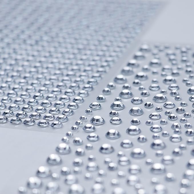 2116 pcs Self Adhesive Rhinestones for Makeup Eyes Face 6 Sheets Clear Rhinestones Stickers Bling Gems Jewels Stickers for DIY (White)