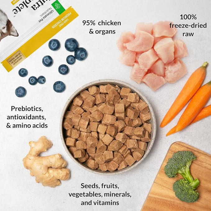 ULTIMATE PET NUTRITION Nutra Complete Freeze-Dried Dog Food Chicken 3lb x2 | Vet-formulated dog food with antioxidants, prebiotics & amino acids, full meal or topper for adult canines, all breeds/sizes