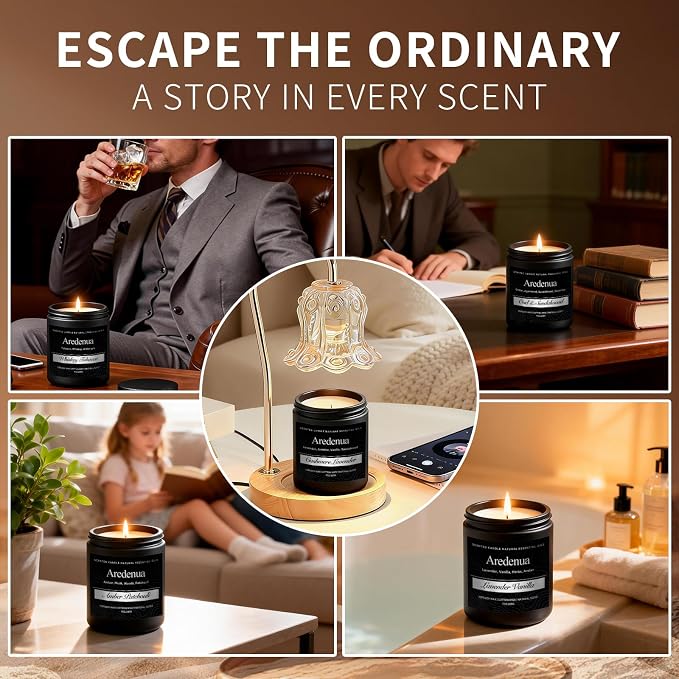 Sandalwood Leather Candle, Manly Candles for Home Scented, Masculine Aromatherapy Gifts for Men - 7oz Soy Candle, 50 Hours Burn Time, Perfect for Relaxing Home Fragrance