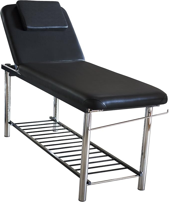SKINACT Metal Frame Edition of Smart Massage/Facial Bed & Table +600lbs Black (Heavy Duty)
