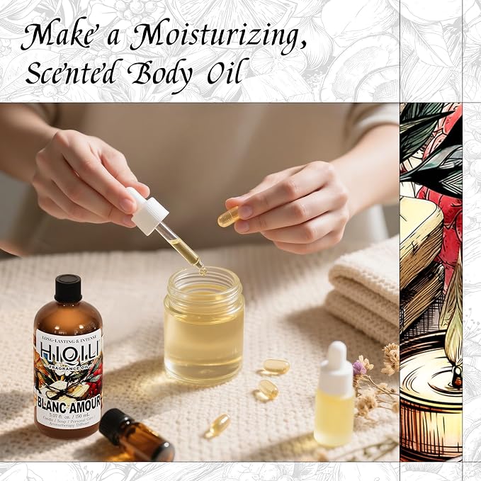 HIQILI Blanc Amour Fragrance Oil for Diffuser, Candle & Perfume Making | Pure Soft Floral Scent For DIY Crafts, Gentle For Body Oil Blending, Ideal For Diffuser, Candles & Soap - 30mL / 1 Fl Oz