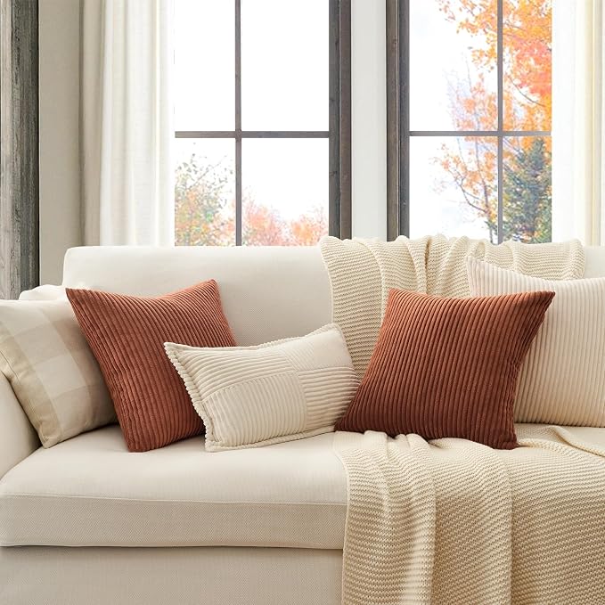 Topfinel Decorative Terracotta Throw Pillow Covers Cushion Cases, Set of 4 Soft Velvet Modern Double-Sided Designs, Rustic Home Decor, Pillow Inserts Not Included (16x16 inch)