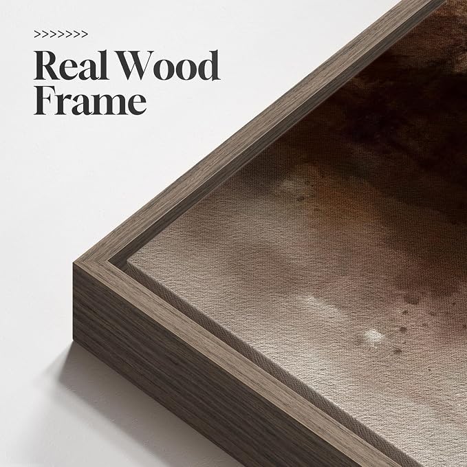 Large Framed Rustic Canvas Wall Art for Living Room, Brown Modern Abstract Landscape Prints Paintings Artwork for Walls, Horizontal Nature Pictures Wall Decor for Bedroom, Office, Farmhouse 30x60 In