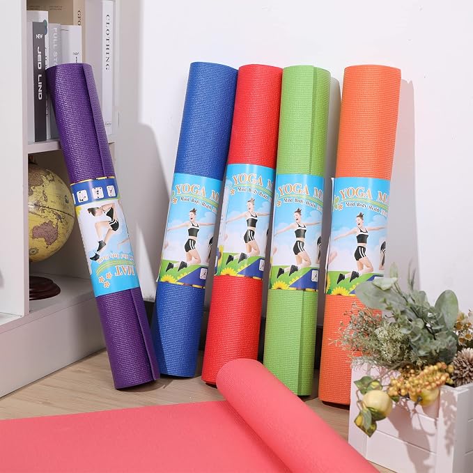 Wettarn 24 Pcs Yoga Mats Bulk - Non Slip, Lightweight Professional Colorful Exercise Mats for Yoga, Pilates, Fitness & Floor Workout