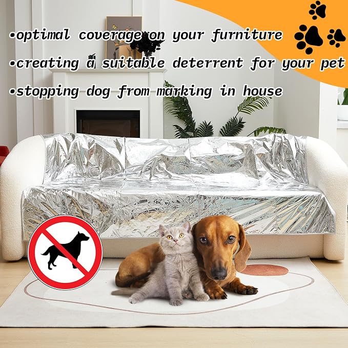 2 Pcs Pet Deterrent Mat to Keep Dogs Off Couch, Non-Electric Cat & Dog Deterrent Mat Pain Free Couch Covers to Keep Pets Off Furniture Bed Indoor (72.05" × 56.30",Cream)