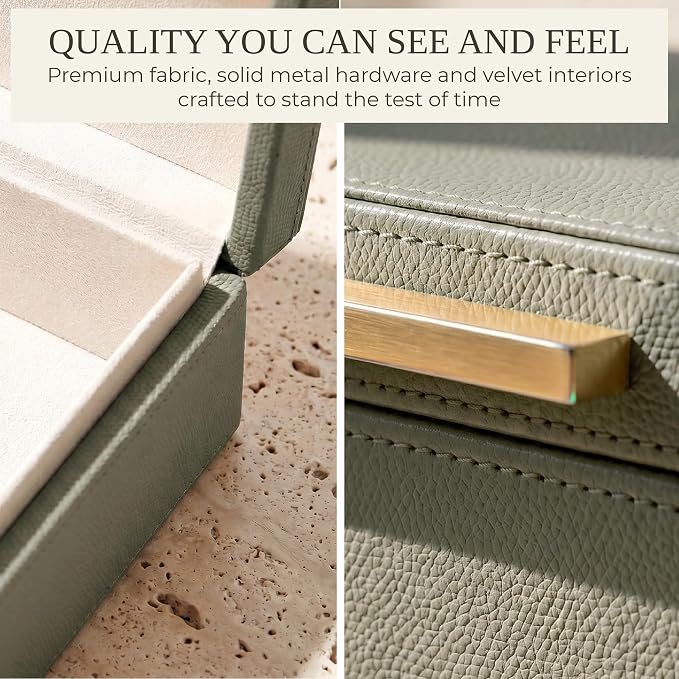 ZICOTO Decorative Storage Boxes with Lids – Set of 2 Beautiful PU Leather Organizer Bins for Your Bookshelf Home Decor - Safely Store Photos, Documents and Memory Box Keepsakes in Style