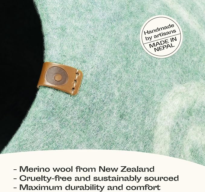 Cat Cave - Merino Wool Bed for Indoor Cats (Pistachio, Large) | Cat Bed Enclosure, Premium Felt, Handmade, Super Soft, Lightweight, Breathable, Adjustable Shape