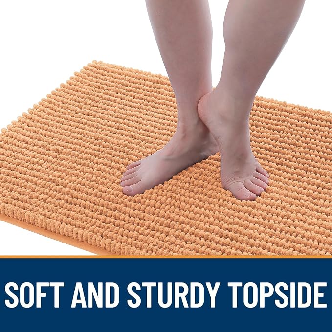 OLANLY Dog Door Mat for Muddy Paws 44x24, Extra Absorbent Chenille Mud Mat | Orange, Absorbs Moisture and Dirt, Non-Slip Machine Washable Doormat, Quick-Drying Indoor Entryway Floor Mat for Dogs