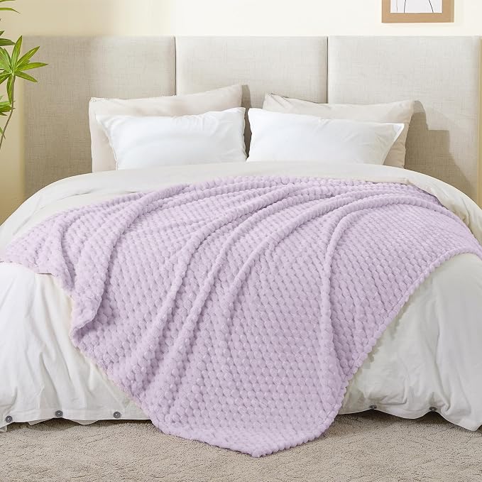 BEDELITE Lavender Throw Blanket for Couch, Soft Cozy Gifts for Women, 50*60 | 3D Jacquard Decorative Fleece Blanket, Super Soft Plush Throws, Cute Birthday Gift for Women & Men, Suitable for All Seasons