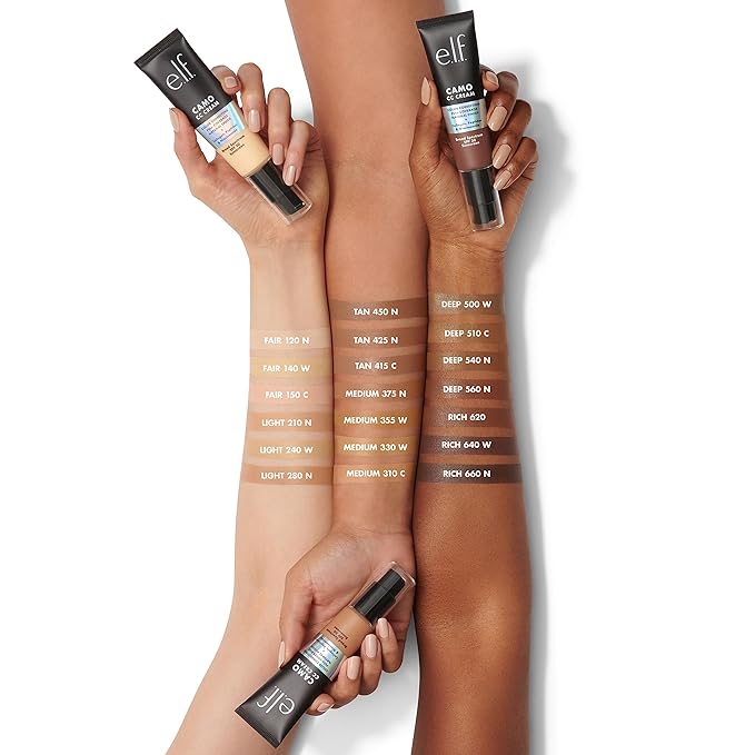 e.l.f. Camo CC Cream, SPF 30 Color-Correcting Medium-To-Full Coverage Face Foundation, Delivers An Airbrushed Finish, Vegan & Cruelty-Free, Tan 415 C