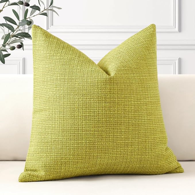 OTOSTAR Linen Throw Pillow Cover Set of 1 Decorative Square Pillowcases Cushion Covers 16x16 Inch for Home Decor Sofa Bedroom Car 40 x 40CM Sage Green