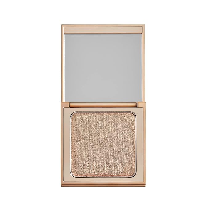 Sigma Beauty Highlighter Makeup – Illuminating Highlighting Powder for Face, Sheer Glimmer Face Highlighter for Cheeks, Cupid’s Bow, & Brow Bone (Golden Hour, Warm Amber Metallic)