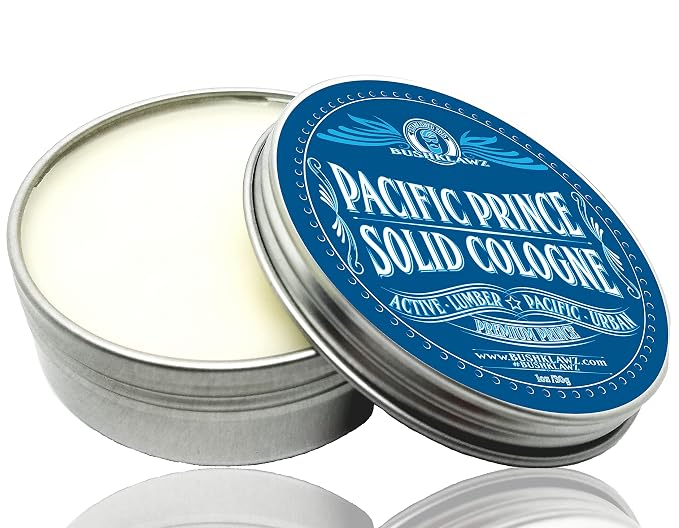 BushKlawz Pacific Prince Solid Cologne 1 oz Full Size Alcohol Free Natural Concentrated Travel Friendly Tins Men's Fragrance Manly Scents to Satisfy all Types of Viking Cannon Black Prime