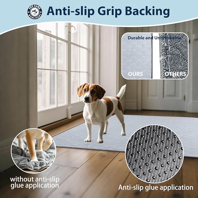 Washable Pee Pads for Dogs, Reusable Puppy Pads 36x48, 3 Pack, White Grey | Reusable, Fast Absorbent, Waterproof, Non-Slip, For Whelping, Training, Incontinence & Potty, For Dog Playpen, Crate, Car