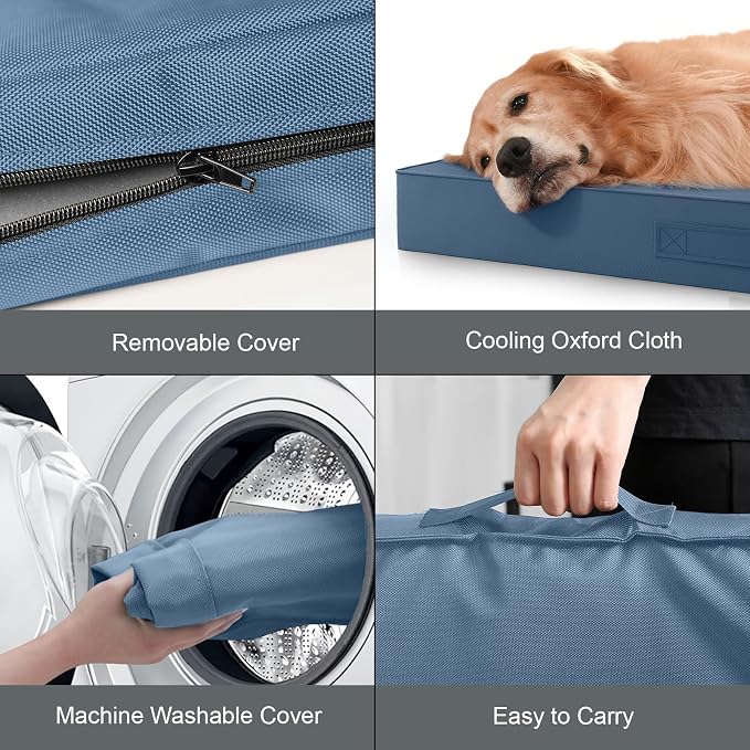 Outdoor Waterproof Orthopedic Dog Bed for Large Dogs | Egg Crate Foam for Joint Support, TPU Waterproof Layer, Machine Washable 1680D Oxford Cover, 36 x 27 Inch, Up to 65 lbs