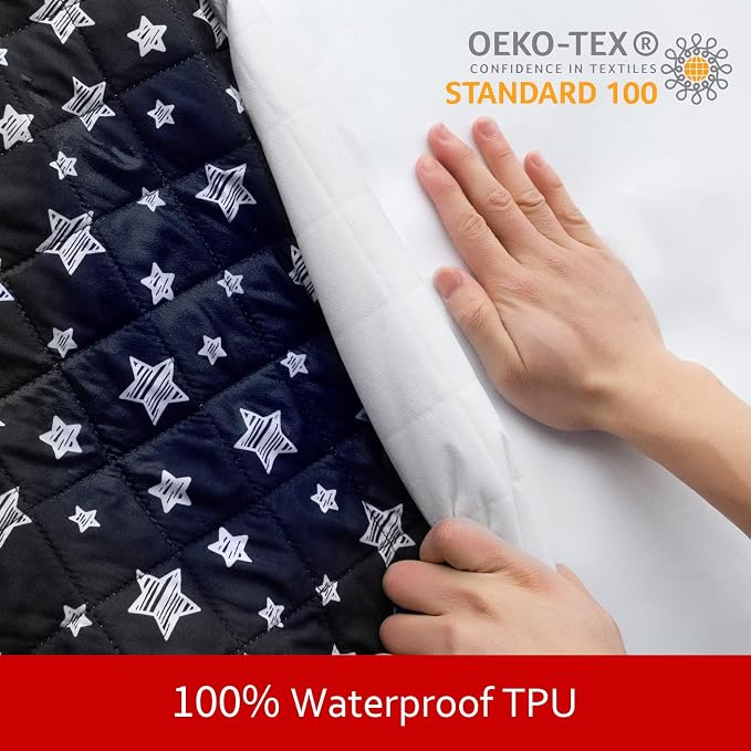 Waterproof Dog Bed Covers Replacement Lovely Black Star Print, 27x36 Inches | Washable Pet Hair Easy to Remove, Noiseless Quilted Puppy Pet Bed Cover , for Dog/Cat, Cover Only
