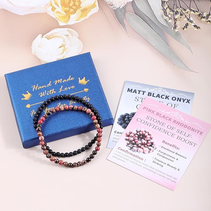 NCB 2.3-Piece 4mm Natural Crystal Gemstone Stretch Bracelets – Handmade Reiki Energy Healing Jewelry for Meditation,Yoga, Unisex