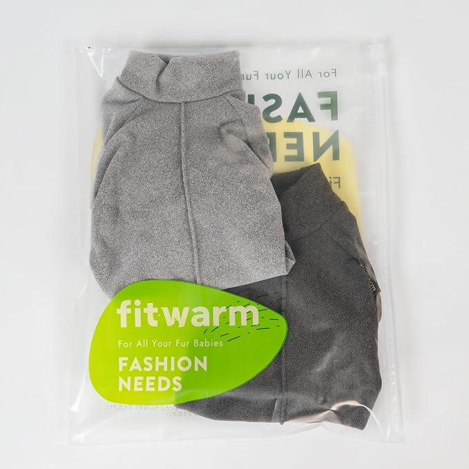 Fitwarm 2 Pack Lightweight Fleece Dog Pajamas, Warm Winter Clothes for Small Dogs Boy Girl, Cozy Pet Onesie with Feet, Dark Gray, Light Gray, Large