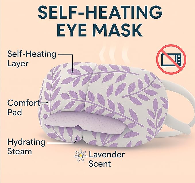 Steam Eye Mask - 16 Pack Lavender Self-Heating Warm Compress for Dry Eyes, Puffy Eyes Relief, Cornea Care, and Relaxation – Soothing & Comfortable Heated Eye Pads