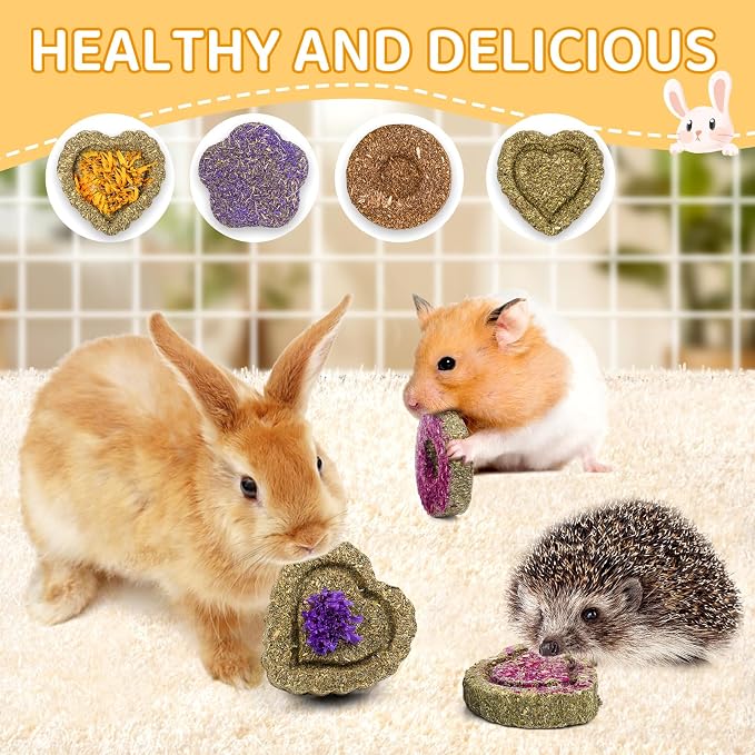 30PCS Guinea Pig Hay Grass Cake Food Set Natural Rabbit Chew Toys for Teeth