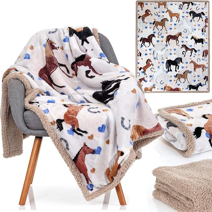 Horse Blanket for Girls - Perfect Horse Gifts for Girls - Soft & Cozy Lightweight 50x60 inch Throw Blanket, Loved by Kids and Granddaughters - Equestrian Gifts for Women