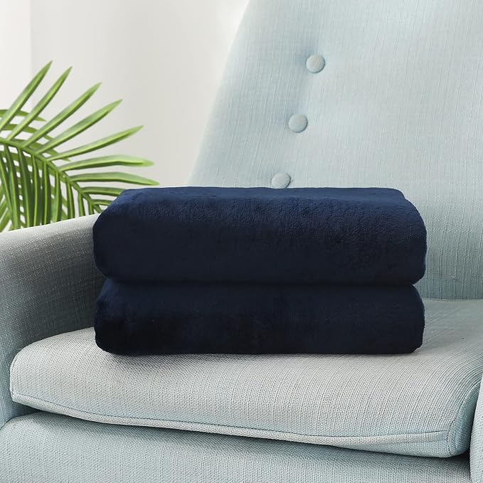 TASTHROW Large Flannel Fleece Throw Blanket, 50×70 Inch - Navy | Cozy Lightweight Thick Blanket - All Seasons Suitable for Women, Men and Kids