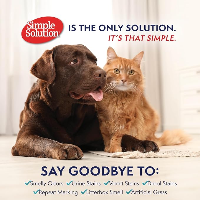 Simple Solution Extreme Stain & Odor Remover, Stain Cleaner, Gallon + 32oz | Dog Stain & Odor Remover, Pet Urine Enzyme Cleaner, Dog Urine Carpet Cleaner, Pet Odor Eliminator, Carpet Stain Remover