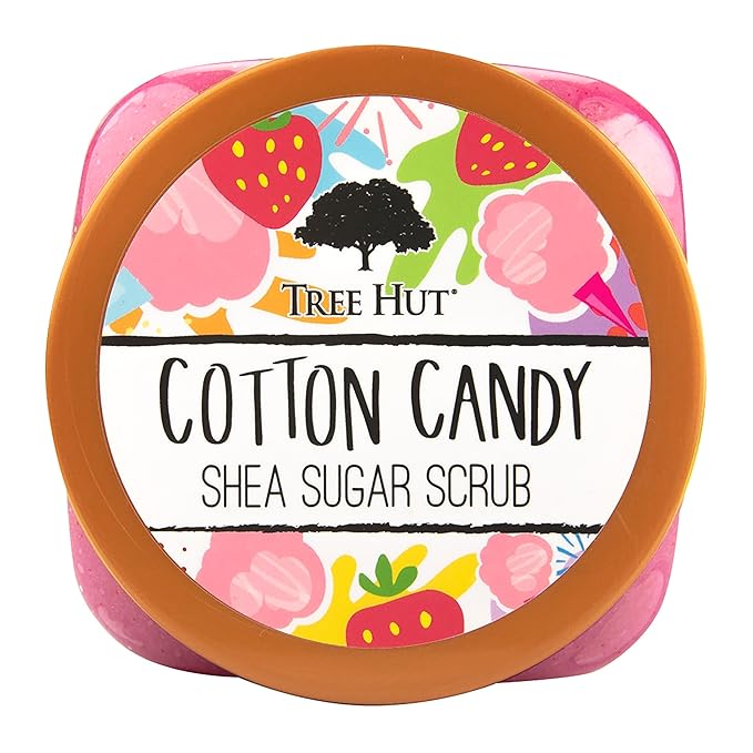 Tree Hut Cotton Candy Shea Sugar Scrub, Exfoliating, Hydrating & Moisturizing Body Scrub with Shea Butter & Nourishing Essential Oils, Smooth & Soften Skin, 18 oz