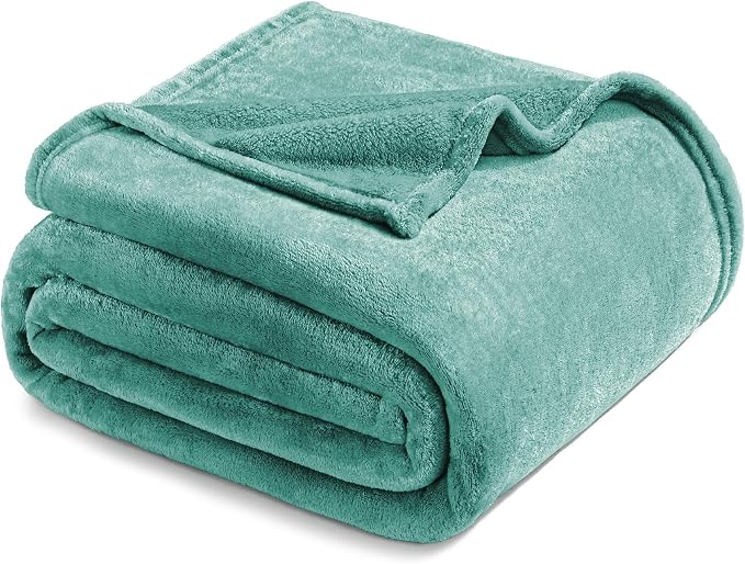 Exclusivo Mezcla Soft Fleece Blanket Twin Size for Bed, Celadon | 90x66 Inches, Double-Sided Brushed Flannel, Lightweight Plush Cozy Blanket for Home Decor, All Season, Machine Washable