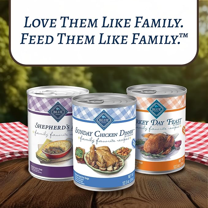 Blue Buffalo Family Favorites Adult Wet Dog Food, Made with Natural Ingredients, Sunday Chicken Dinner, 12.5-oz Can, 12 Count (Pack of 2)