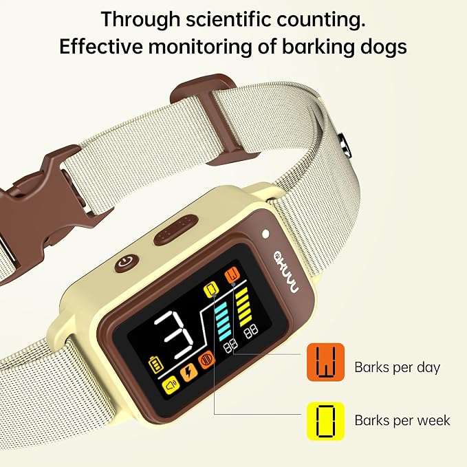 Dog Bark Collar-Rechargeable Smart Barking Collar- Anti Bark Training Collar with Adjustable Sensitivity Beep Vibration Shock- Bark Shock Collar for Small Large Medium Dogs