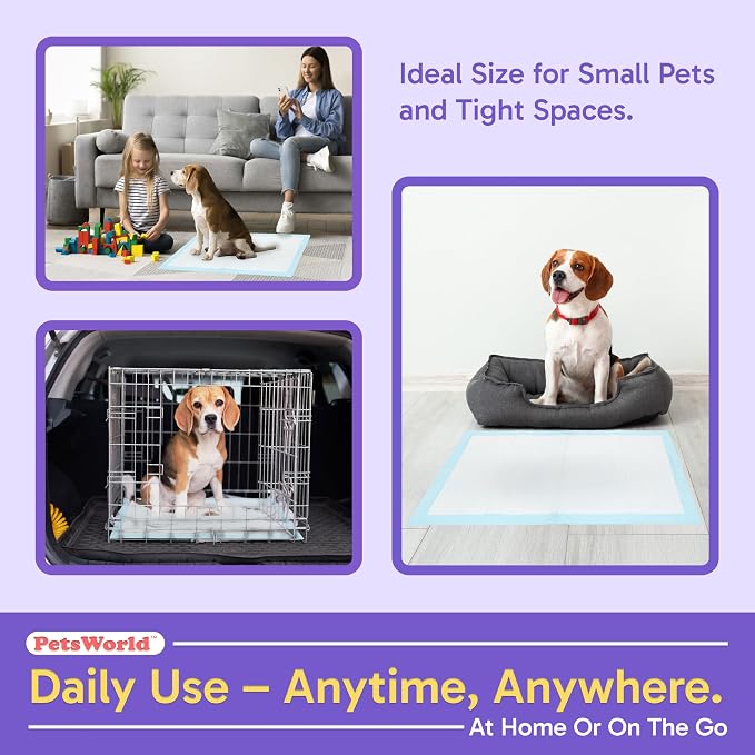 PETSWORLD Puppy Pads, 23x36 Inch, 2400 Count - Puppy Pee Pads for Dogs, Tear Resistant, Economy Value, Super-Absorbent Polymer Gel Core, Perfect for Puppies, Smaller Dogs