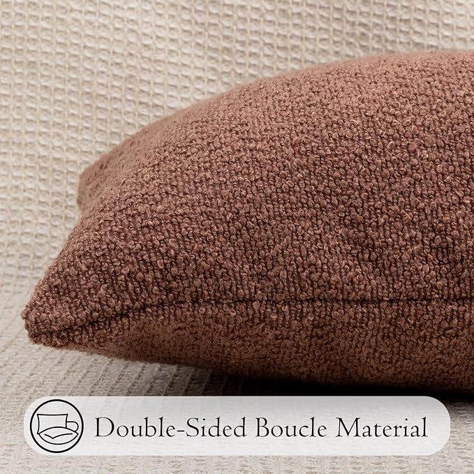 JoraLion 14x36 inch Boucle Lumbar Pillow Cover, Coral Woven Texture Neutral Long Pillow Cover Breathable Cushion Case for Couch Sofa Bed Living Room Home Decor (Cover Only)