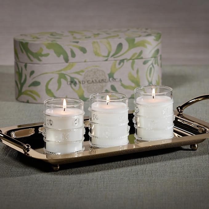 Zodax Grand Casablanca Glass Jar Scented Candle for Home Decor - Single-Wick Candle Ideal for Kitchen and Bathroom - Makes a Great Gift for Women and Men - Magnolia Petals - 2.82 Oz. - 3 Pack