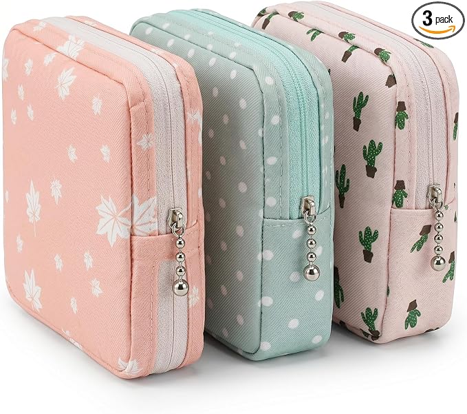 3Pcs Sanitary Napkin Storage Bag, Small Menstrual Period Bag Period Pouch Waterproof, Tampon Organizer Pouch Tampon Pad Holder for Purse, Pad Bags Feminine Care First Periods