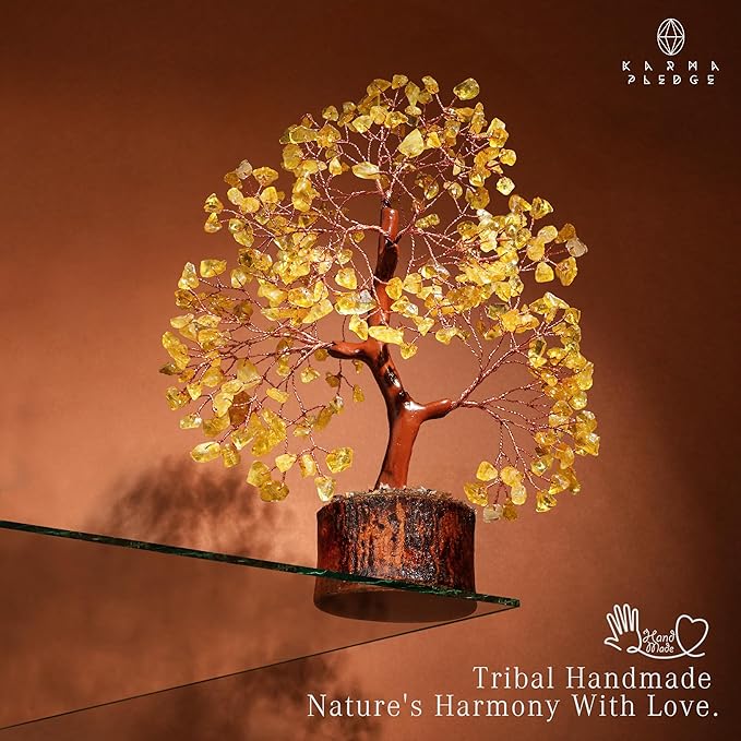 Crystal Tree of Life Birthday Gifts for Women, Men, Friends, Handmade Home Decor, Office, Room Decoration, Citrin Healing Crystal Chakra Tree for Money, Positivity, Good Luck Gifts for Her, Mom & Dad