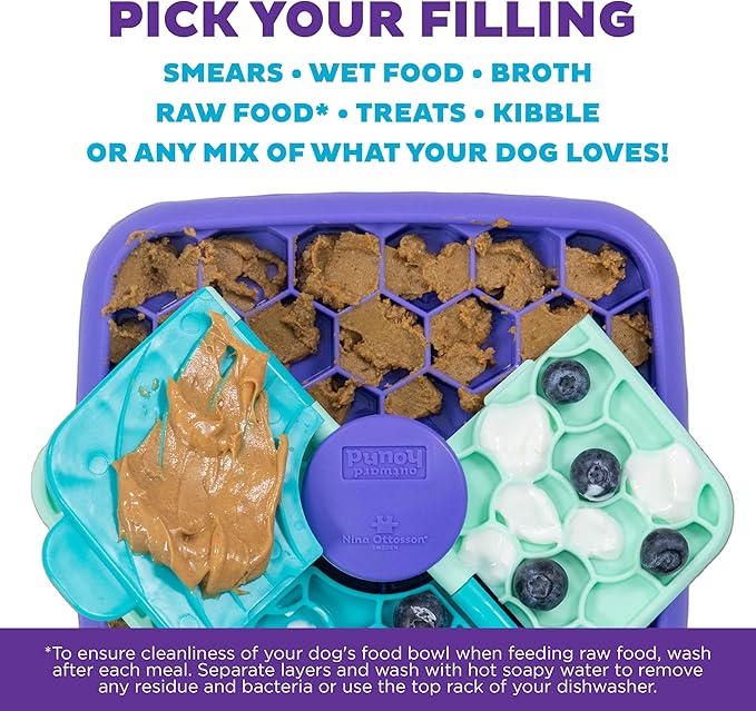 Outward Hound Nina Ottosson Lick N' Flip 3-in-1 Dog Toy Treat Puzzle, 7.4" | Level 1 Easy, Slow Feeder, Lick Mat, Puzzle, Holds 1 Cup Food, Non-Slip Base, No BPA, Interactive Enrichment, Dogs & Puppies