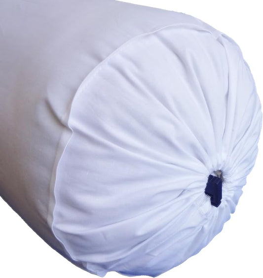 Saffron White Long Bolster Pillowcase - Yoga Massage Round Bolster Cover for Bed Sofa Chair Couch Lounge Cotton 10" Diameter x 32" Long (25 cm Diameter x 81 cm Long) Removable Cover