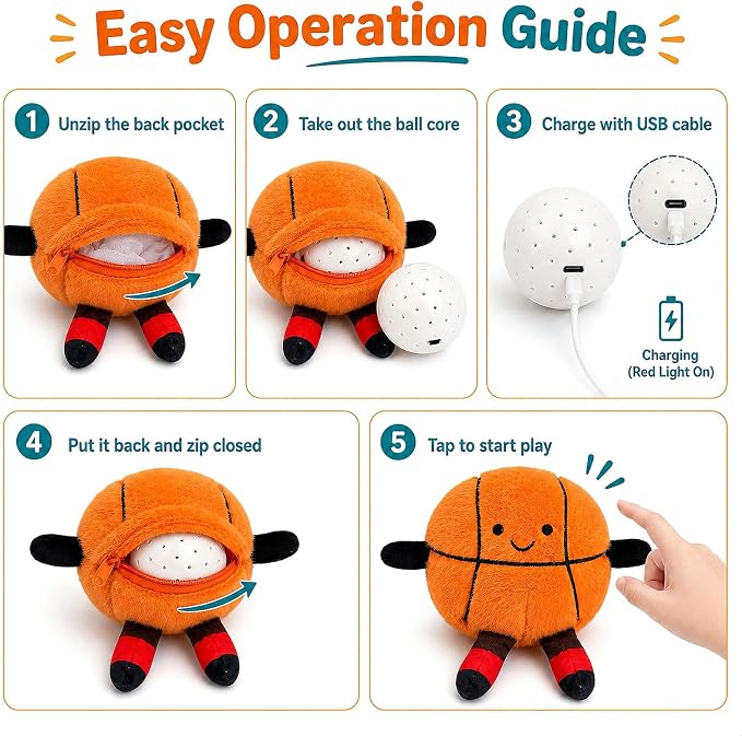 Interactive Dog Toys, Moving Basketball Dog Toy, Rechargeable Bouncing Ball