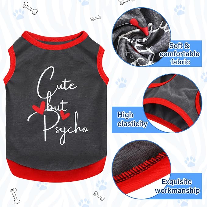8 Pieces Dog Shirts Pet Printed Clothes with Funny Letters Summer Pet T Shirts Cool Puppy Breathable Dog Outfit Soft Sweatshirt Cats(Delicate Pattern,Small)